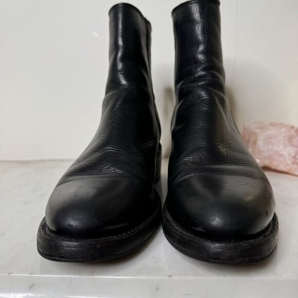 Frye Demi Zip Black Leather Short Boots Biker Moto Gothic Made in Mexico Size 7 - Picture 4 of 11